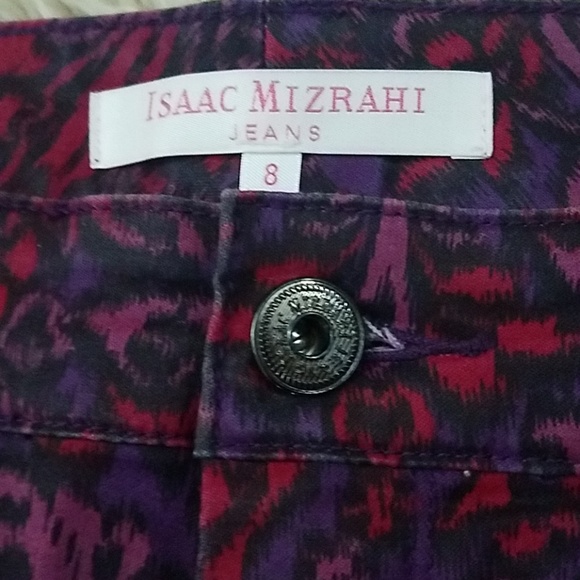 Isaac Mizrahi Jeans Cool Purple & Red Pattern sz 8 - Picture 2 of 3